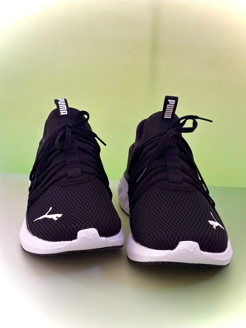 Puma Men’s SOFTRIDE Black and White Athletic Mesh Sneakers